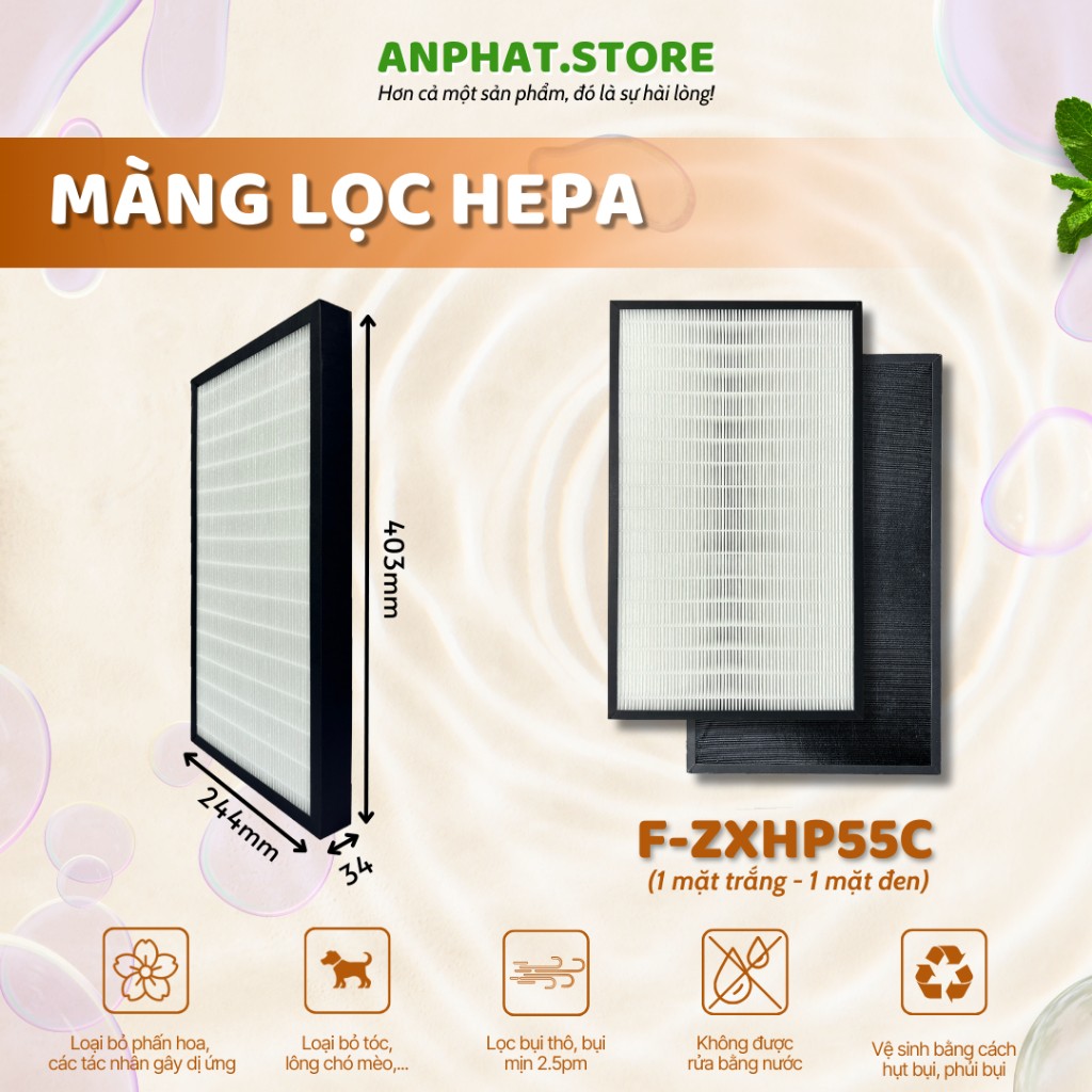 Màng lọc không khí Panasonic: F-VXG50, VXF45, VXF50, VC55XP, VXH50, VC55XL,  VXJ50,... Màng lọc Hepa - An Phát Store